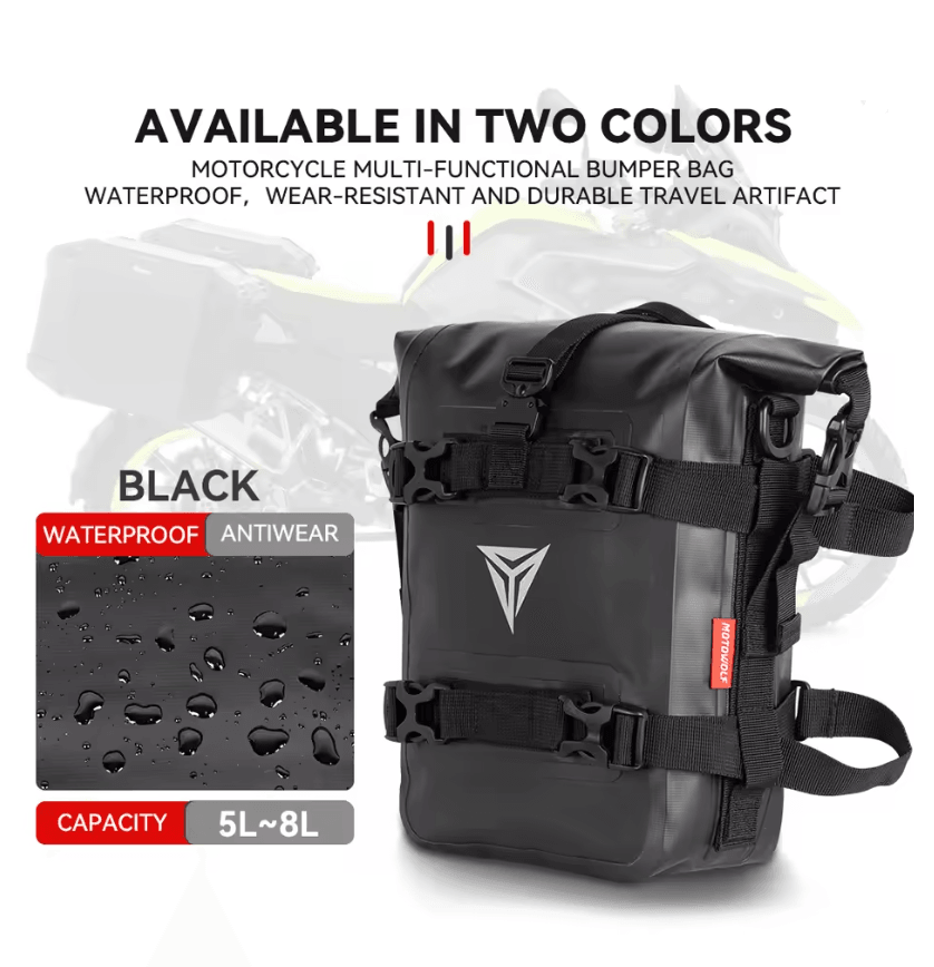 Waterproof Motorcycle Saddle Tool Bag For Crash Bar Side Mount 8L 8