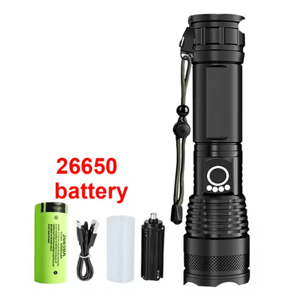 High Power Rechargeable Zoom LED Flashlight For Outdoor Use 5