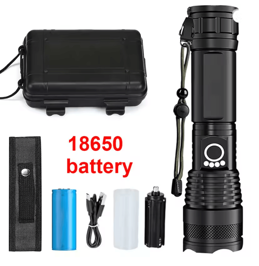 High Power Rechargeable Zoom LED Flashlight For Outdoor Use 6