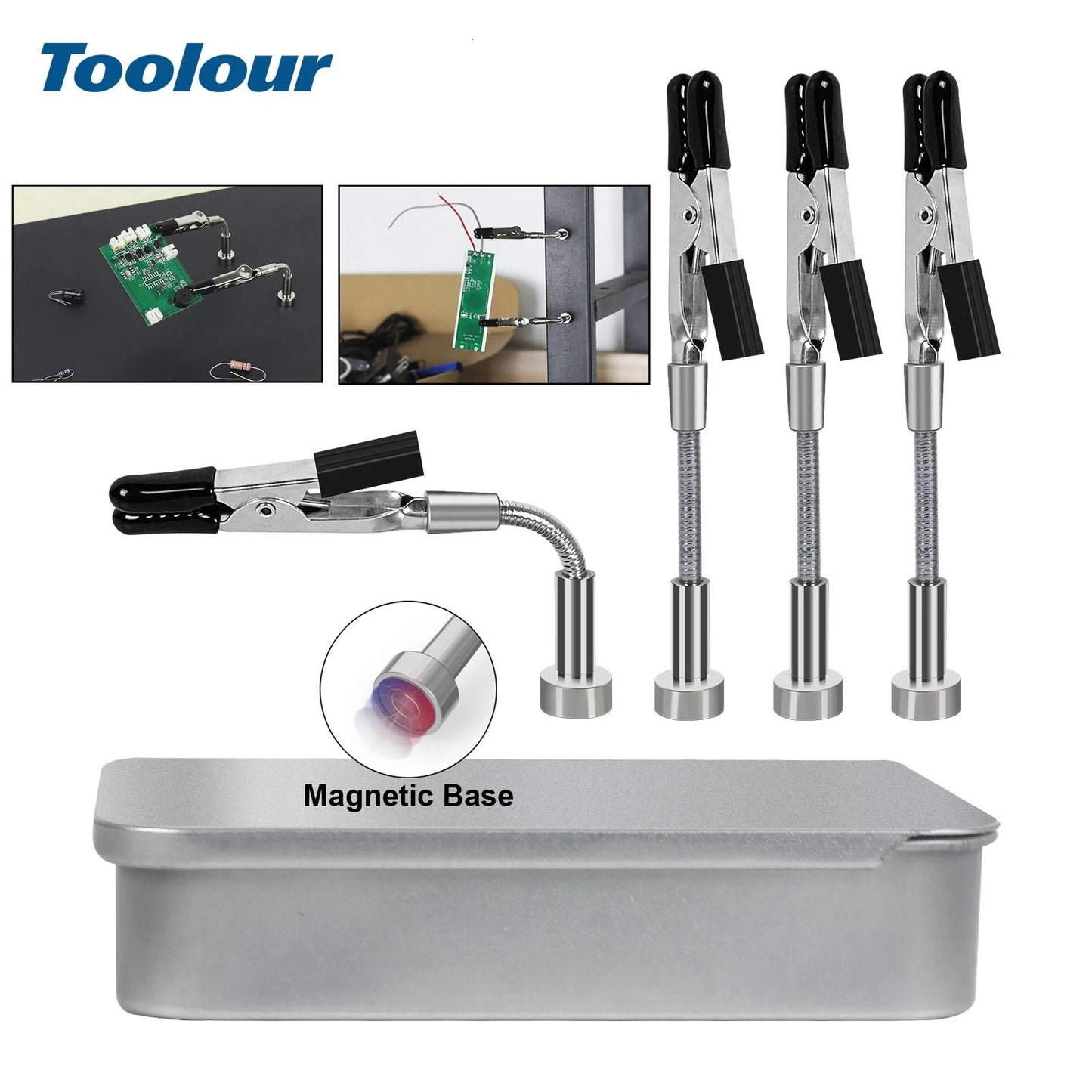 Toolour Magnetic Helping Hands with Flexible Arms and PCB Clamp for Soldering and Repair
