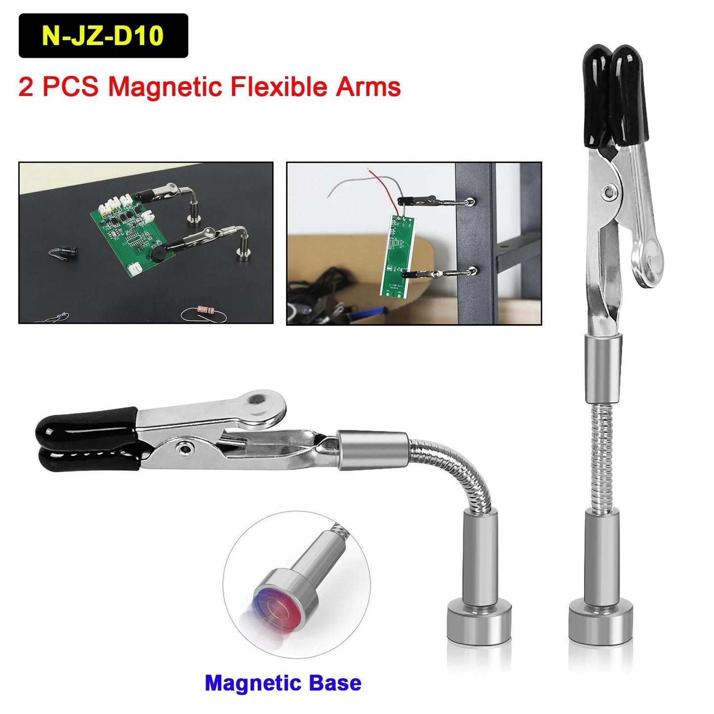 Toolour Magnetic Helping Hands With Flexible Arms And PCB Clamp For Soldering And Repair 7