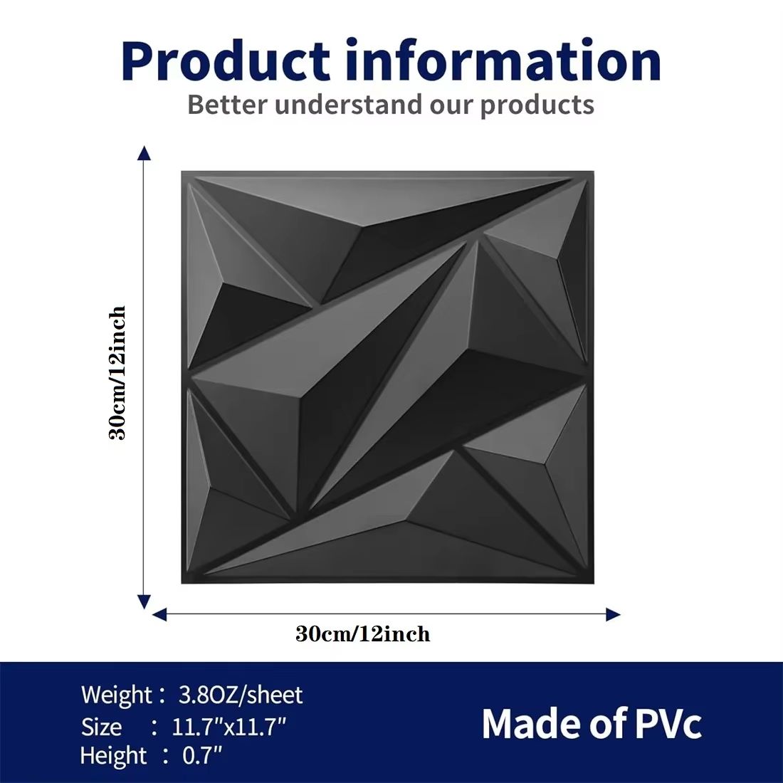 DiamondWave 30x30cm PVC 3D Diamond Textured Wall Panels 10 Pack 2