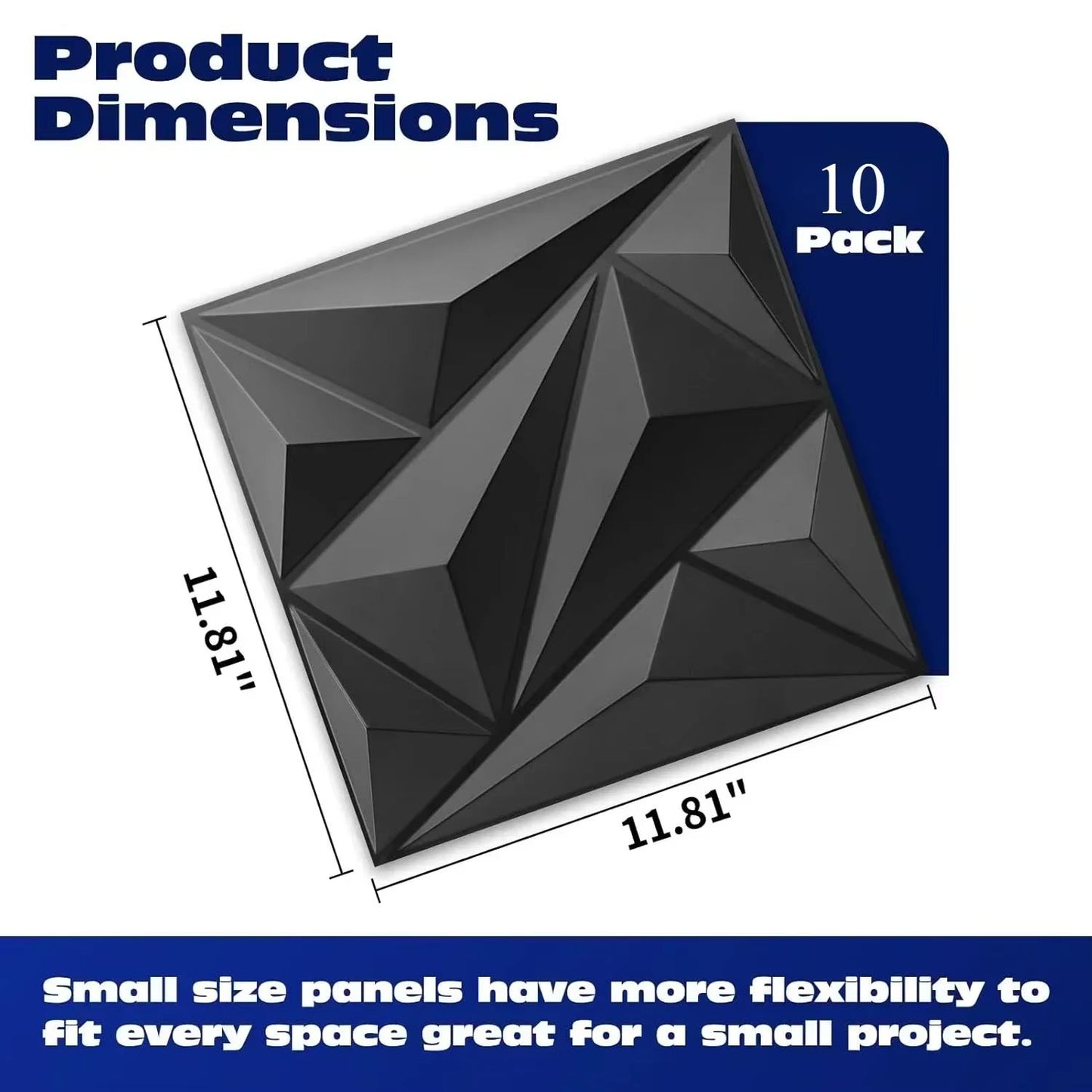 DiamondWave 30x30cm PVC 3D Diamond Textured Wall Panels 10 Pack 3
