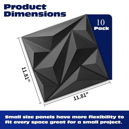 DiamondWave 30x30cm PVC 3D Diamond Textured Wall Panels 10 Pack 3