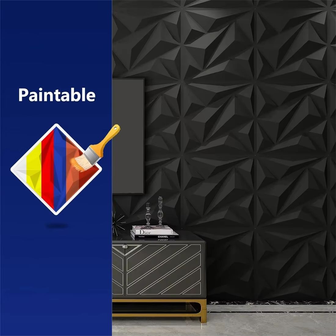 DiamondWave 30x30cm PVC 3D Diamond Textured Wall Panels 10 Pack 5