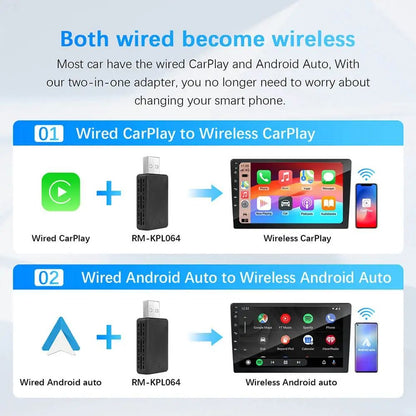 Wired To Wireless Car Adapter For CarPlay And Android Auto With USB Plug And Play 3