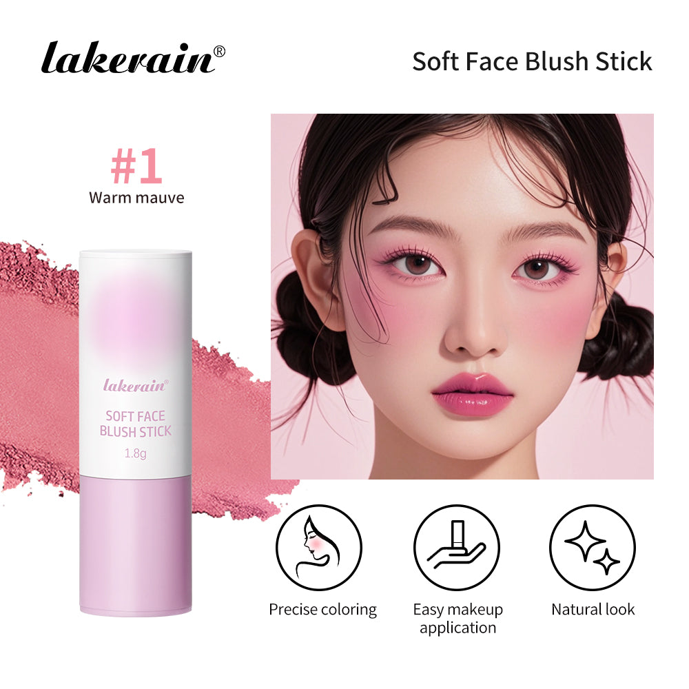 Soft Fog Blush Stick, Energetic Bouncy Korean Style Brightening Face Makeup, Dual Use for Lips and Cheeks, Pink Glow Pro