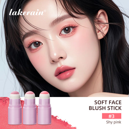 Soft Fog Blush Stick, Energetic Bouncy Korean Style Brightening Face Makeup, Dual Use for Lips and Cheeks, Pink Glow Pro
