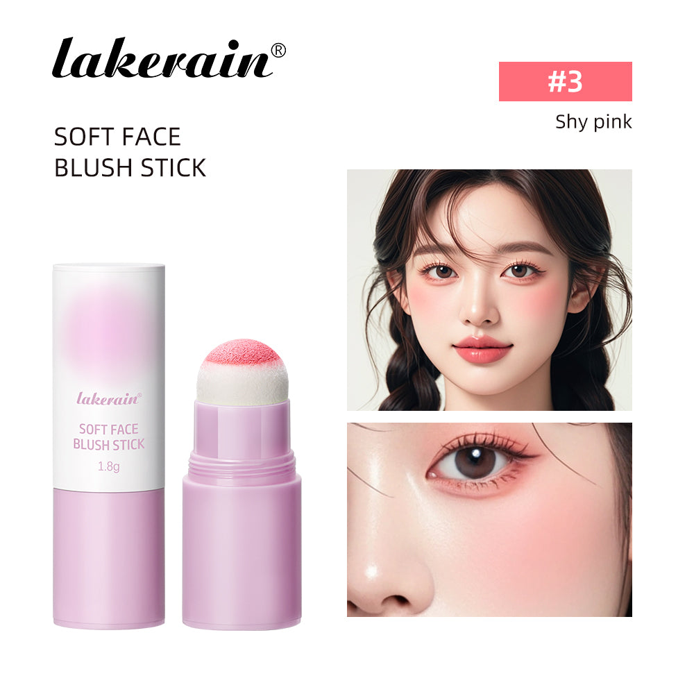Soft Fog Blush Stick, Energetic Bouncy Korean Style Brightening Face Makeup, Dual Use for Lips and Cheeks, Pink Glow Pro