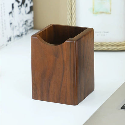 Natural Walnut Pen Holder, Wooden Ink Pen Storage Case for Desk, Writing Stationary Organizer, Office School Supplies