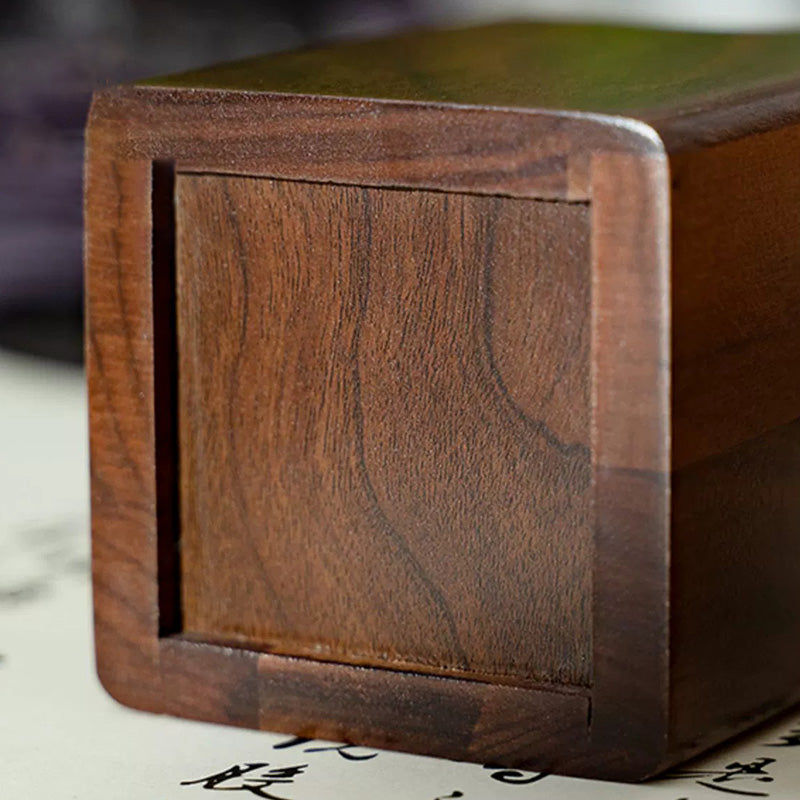 Natural Walnut Pen Holder, Wooden Ink Pen Storage Case for Desk, Writing Stationary Organizer, Office School Supplies