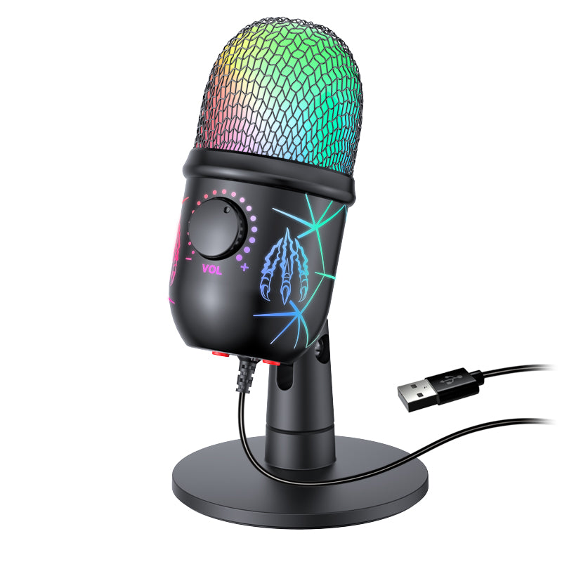 USB Microphone for Gaming and Streaming, PC Mac Mic with RGB Lights, Mute, Noise Reduction, Stereo Monitor