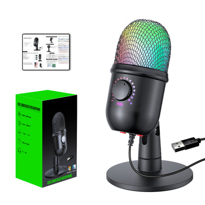 USB Microphone For Gaming And Streaming PC Mac Mic With RGB Lights Mute Noise Reduction Stereo Moni 5