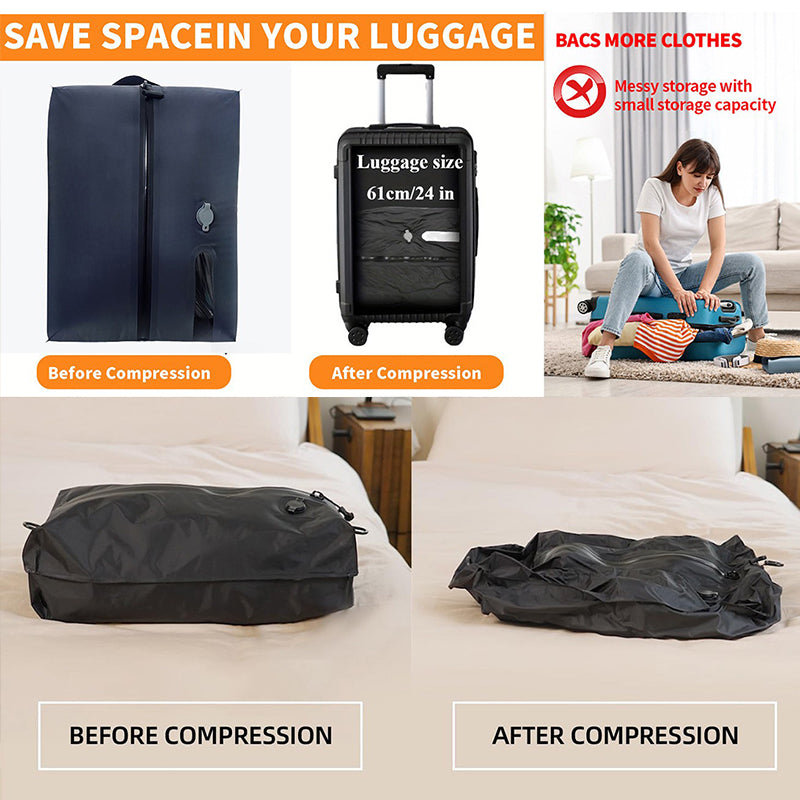 TPU Professional Luggage Vacuum Compression Bag, Reusable Travel Vacuum Sealed Storage Bags