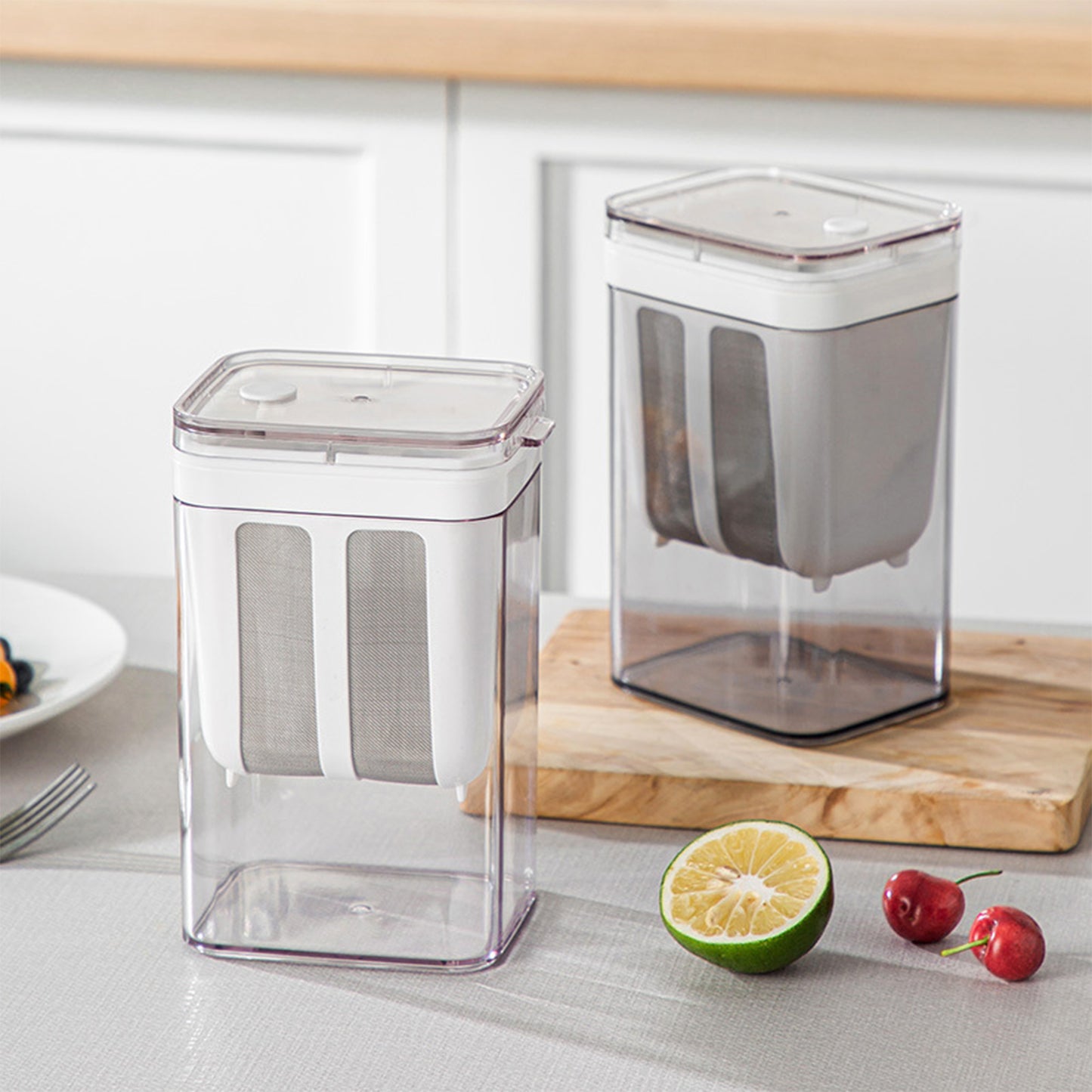 Greek Yogurt Strainer 1800ml with Filter Cloth, Whey Separator for Home Use, Kitchen Yogurt Making Filtration Tool