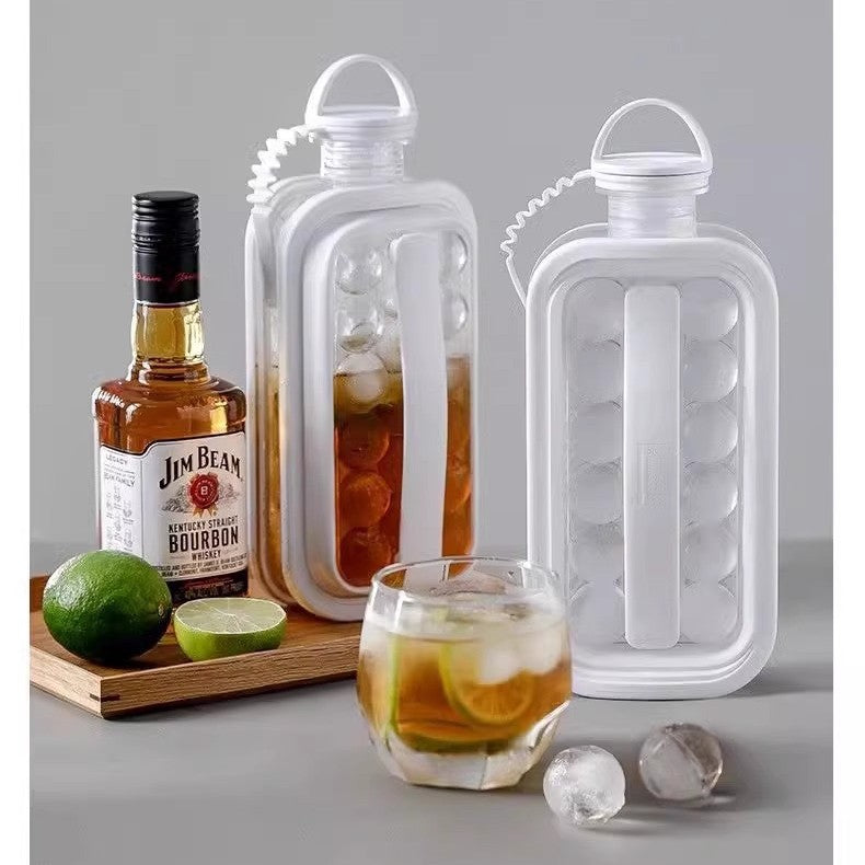 2 in 1 Portable Ice Cube Tray Circular Ice Mold Maker, Water Bottle Cooling Tray, 12 Grid Flat Lid Popsicle Mold