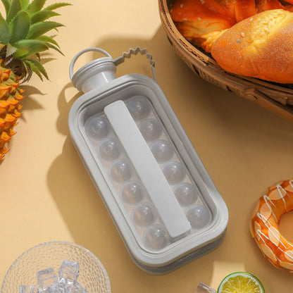 2 in 1 Portable Ice Cube Tray Circular Ice Mold Maker, Water Bottle Cooling Tray, 12 Grid Flat Lid Popsicle Mold