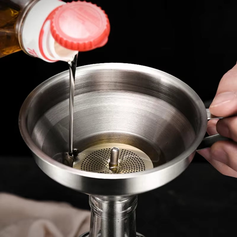 Stainless Steel Funnel Kitchen Oil Funnel, Small Liquid Strainer Funnel, Metal Food Oil Filter for Bottles