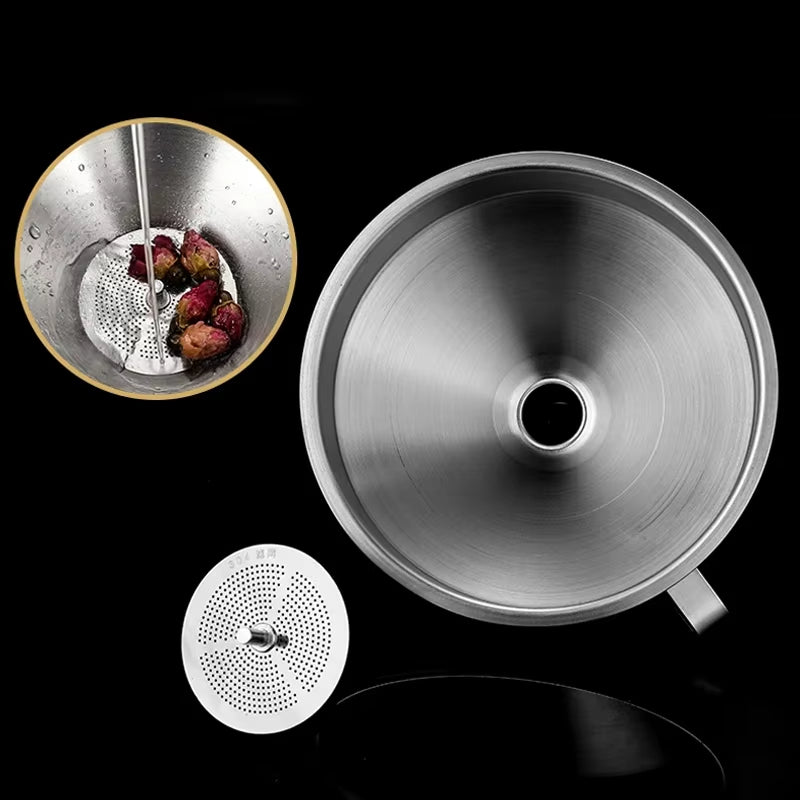 Stainless Steel Funnel Kitchen Oil Funnel, Small Liquid Strainer Funnel, Metal Food Oil Filter for Bottles