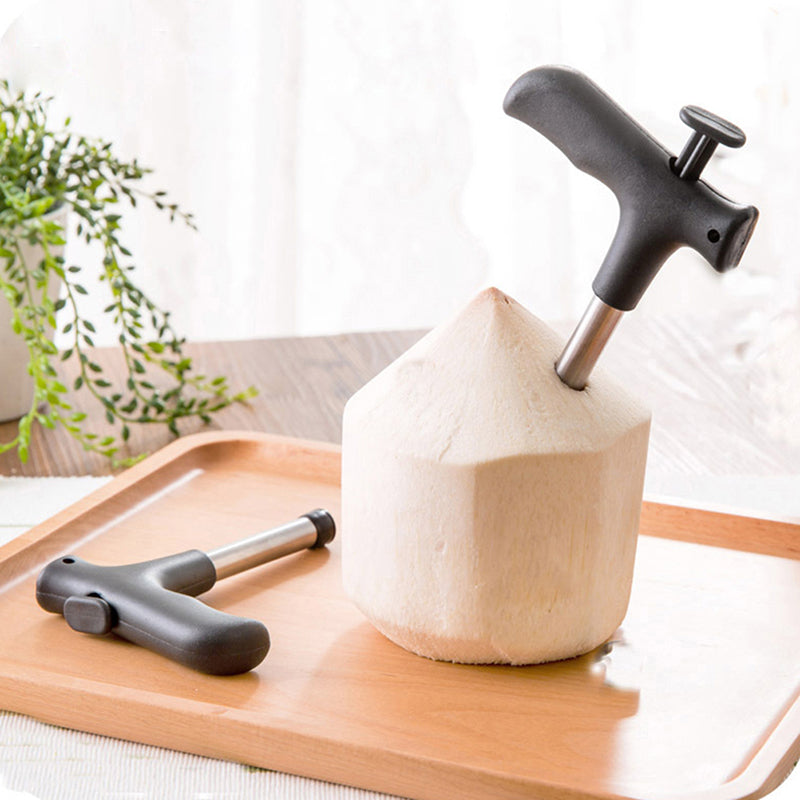 Coconut Opener Tool Black Water Punch Tap, Drill Straw Cutter for Fruit Opening, Kitchen Tool Gift Idea