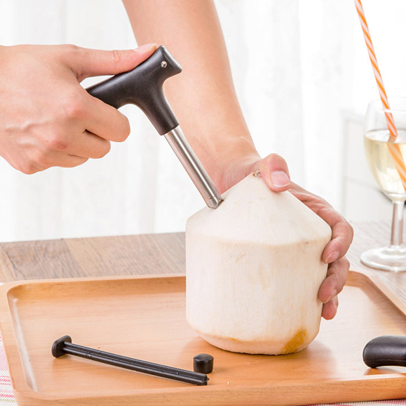 Coconut Opener Tool Black Water Punch Tap, Drill Straw Cutter for Fruit Opening, Kitchen Tool Gift Idea