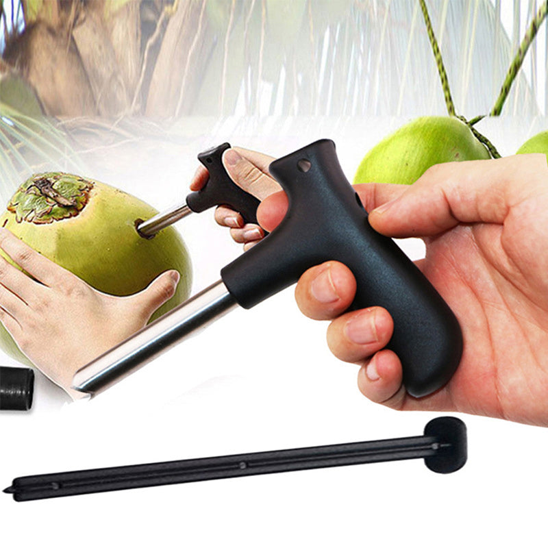 Coconut Opener Tool Black Water Punch Tap, Drill Straw Cutter for Fruit Opening, Kitchen Tool Gift Idea