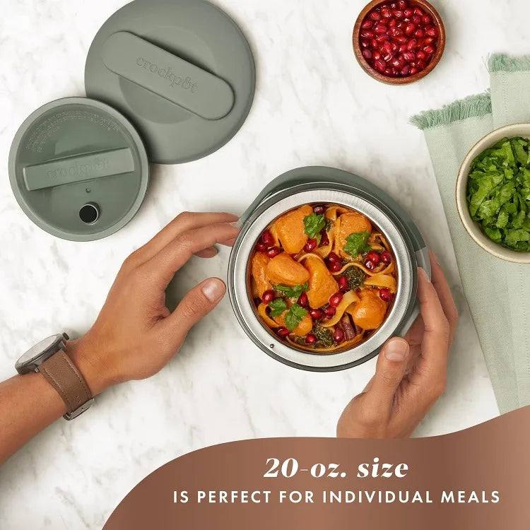 Good Portable Electric Lunch Box, 20-Ounce Food Warmer in Moonshine Green Spill-Free, Travel-Friendly, On-the-Go Meals