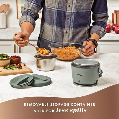 Good Portable Electric Lunch Box, 20-Ounce Food Warmer in Moonshine Green Spill-Free, Travel-Friendly, On-the-Go Meals
