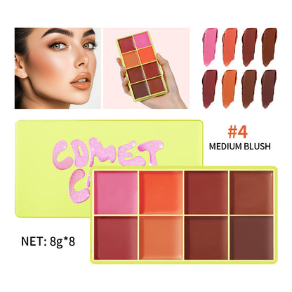 Case Cream Palette Set Makeup 8 Colors, Waterproof Cosmetics Highlighter Blush, Shimmer Shadow, Highlight Face Brighten