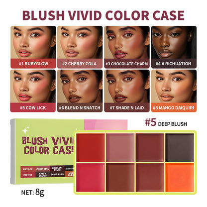 Case Cream Palette Set Makeup 8 Colors, Waterproof Cosmetics Highlighter Blush, Shimmer Shadow, Highlight Face Brighten