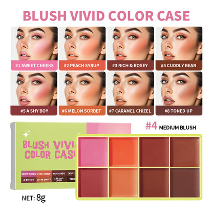 Case Cream Palette Set Makeup 8 Colors, Waterproof Cosmetics Highlighter Blush, Shimmer Shadow, Highlight Face Brighten
