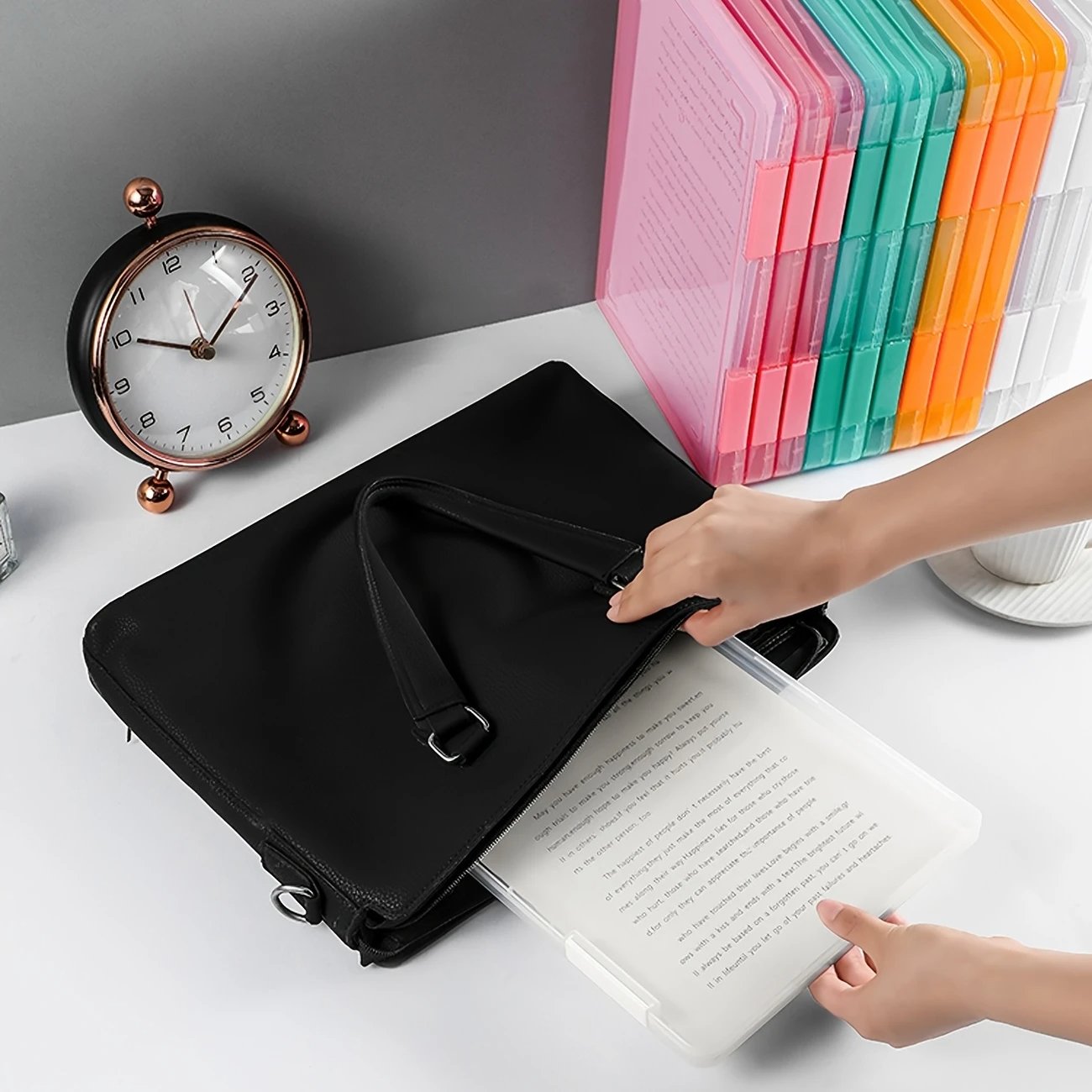 Multi-layer Portable File Box, A4 Plastic PP File Box, Waterproof Contract Storage Box with Transparent Design