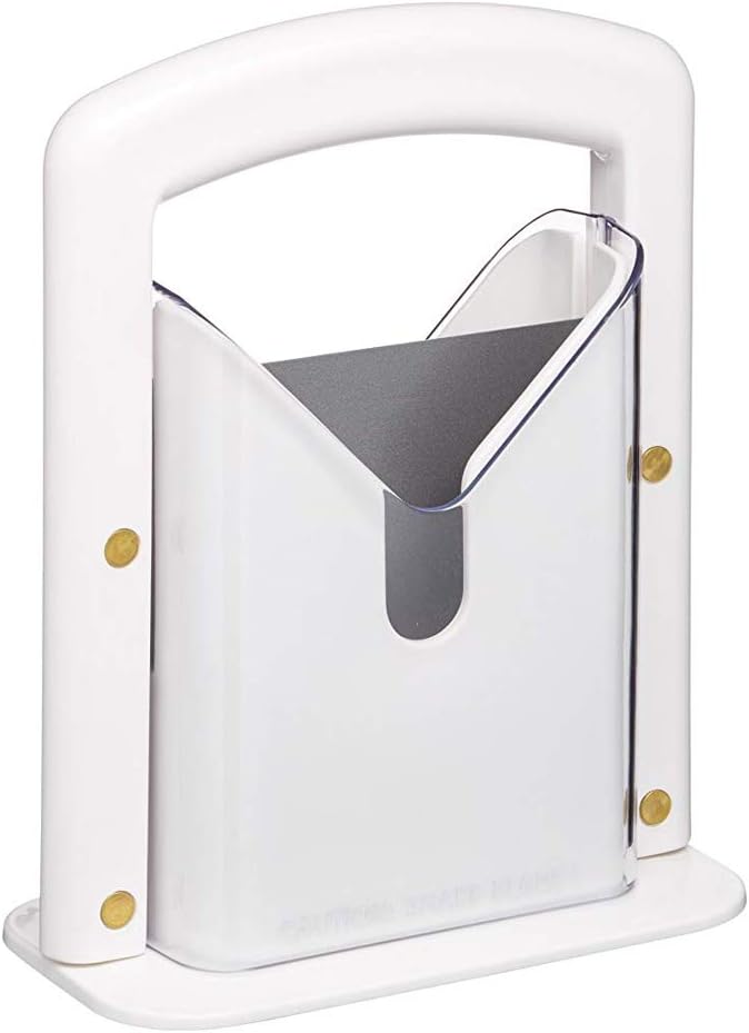 Manual Precision Bagel Cutter with Safety Shield, White 9.25 Inch Kitchen Tool, Cleanly Slices Bagels and More