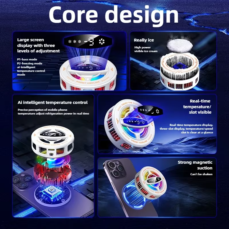 Mobile Cooler With Magnetic Back Clip RGB Light 2 In 1 Semiconductor Radiator For IOS Android PUBG  3