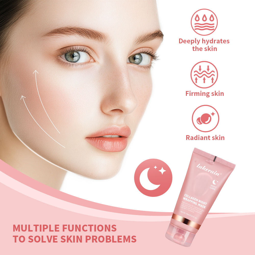 Collagen Overnight Wrapping Peel Off Facial Mask, Elasticity Hydration Care, Deep Firming, Reduces Sagging, Dullness