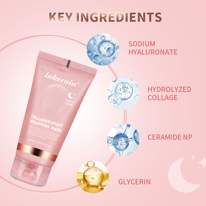 Collagen Overnight Wrapping Peel Off Facial Mask, Elasticity Hydration Care, Deep Firming, Reduces Sagging, Dullness