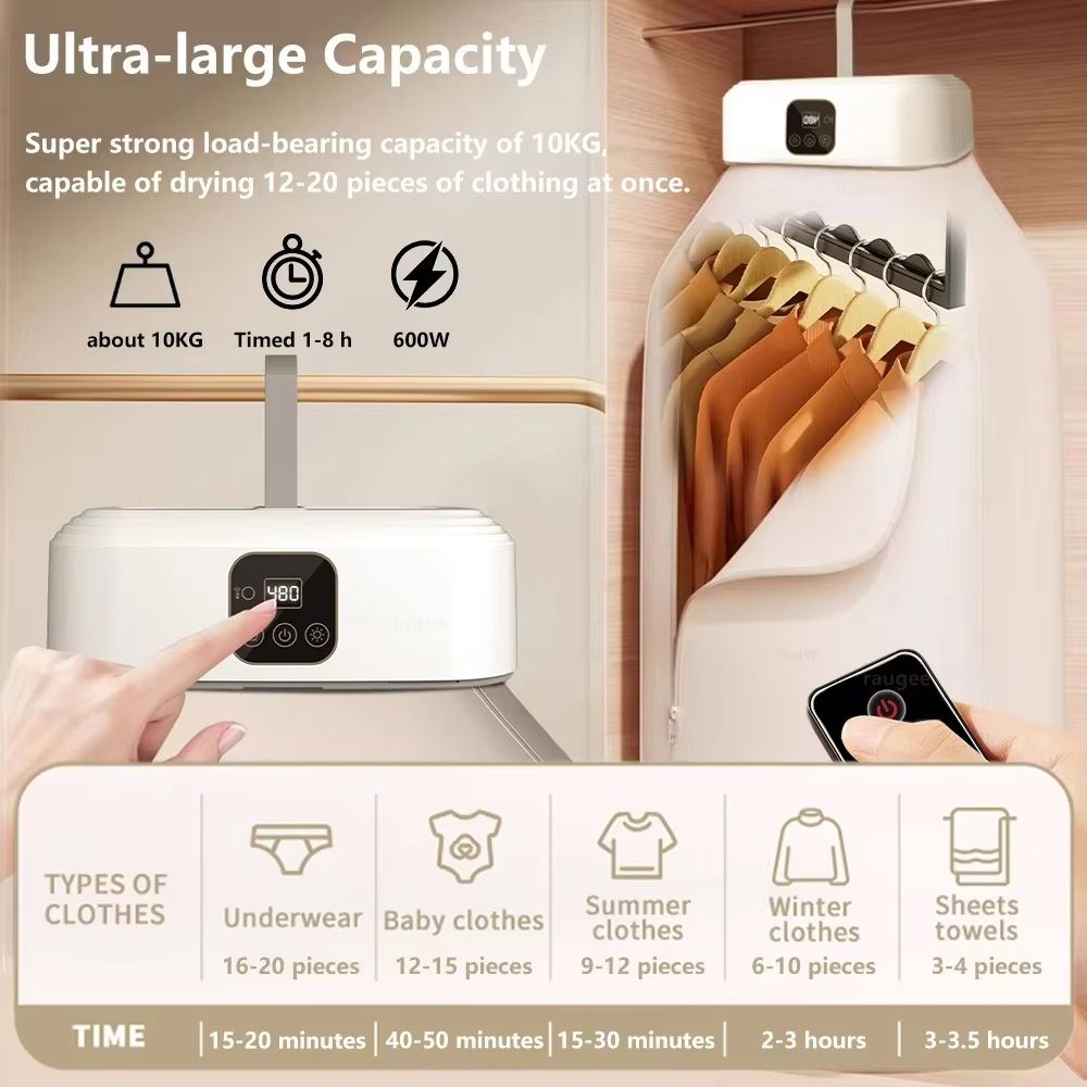 MiniFold Portable Folding Electric Dryer With Timer And Travel Bag 1