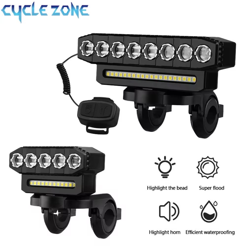 TrailBeam USB Rechargeable LED Bike Light with 130dB Horn and 6 Light Modes