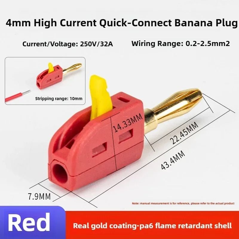 Gold Plated Quick Connect Banana Plug Set For High Current Applications 5