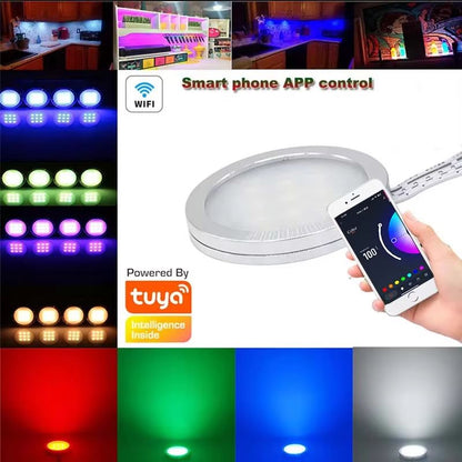Tuya Smart WiFi RGB LED Under Cabinet Puck Light Kit DC12V 1