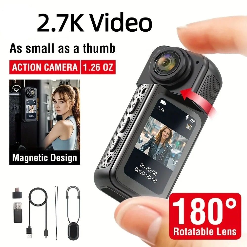 Compact Magnetic Wearable Camera for Sports Pets Travel and Vlogging