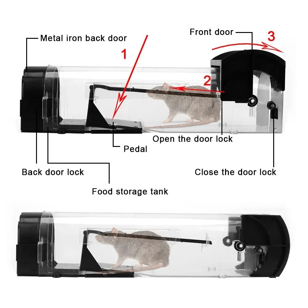 Reusable Plastic Mouse Trap With Smart Self Locking Mechanism 3