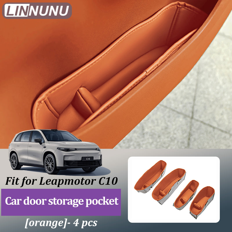 Leapmotor Car Storage Organizer, LINNUNU Leather Door Pocket, Armrest Handle Cover with Multifunction Slot Cushion