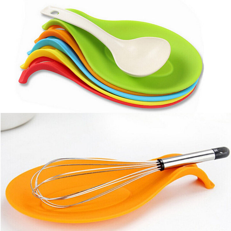 Silicone Spoon Rest Mat Holder for Kitchen Utensil Supplies, Gadgets Multipurpose Tray, Non Slip Tableware Accessories