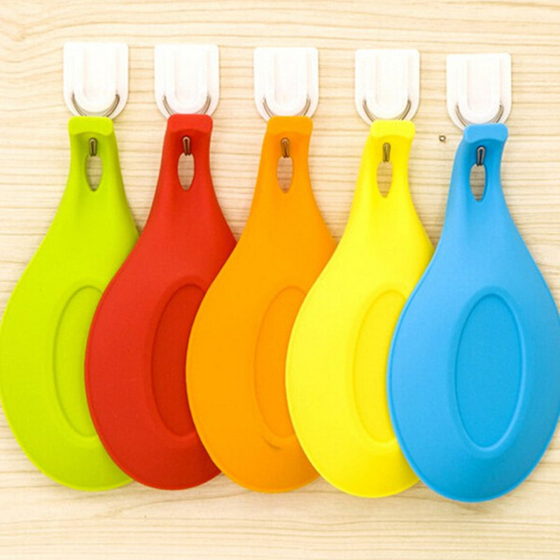 Silicone Spoon Rest Mat Holder for Kitchen Utensil Supplies, Gadgets Multipurpose Tray, Non Slip Tableware Accessories