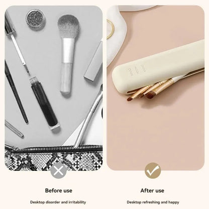 Silicone Makeup Brush Storage Set, Dust-Proof Travel Bag for Brow Pencils, Eyeshadow Brushes, More Portable Compact
