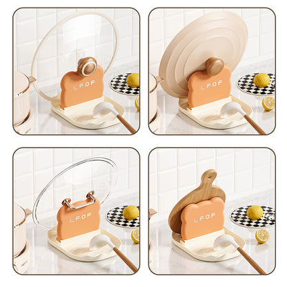 Multifunctional Pan Pot Lid Holder Stand Rack, Spoon Rest Organizer, Spatula Soup Spoon Storage Shelf for Kitchen