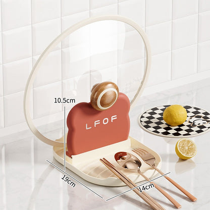 Multifunctional Pan Pot Lid Holder Stand Rack, Spoon Rest Organizer, Spatula Soup Spoon Storage Shelf for Kitchen