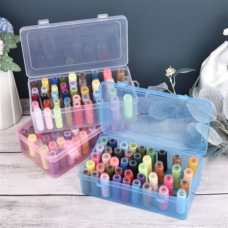 Sewing Thread Storage Box, Spool, Bobbin Organizing Case with Carrying Handle, Craft Thread Holder for Needlework Sewing