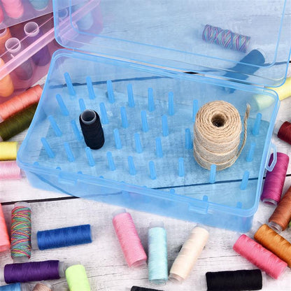 Sewing Thread Storage Box, Spool, Bobbin Organizing Case with Carrying Handle, Craft Thread Holder for Needlework Sewing